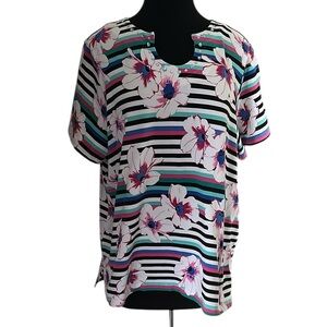 Alfred Dunner Black and White floral Short Sleeve Blouse size 2x